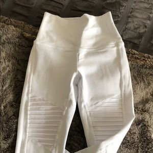 High Waisted Moto Leggings - White (XXS)